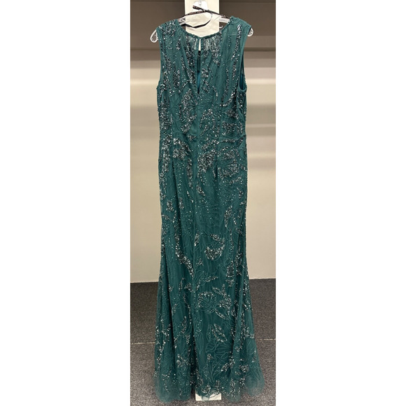 Montage by Mon Cheri M2239 Jewel Neck Keyhole Back Spruce Dress Sz. L (SAMPLE) - Picture 2 of 7